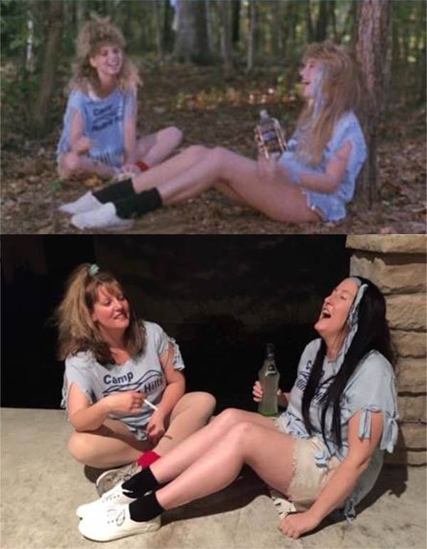 Fan recreation of the Sleepaway Camp "Shit Sisters" scene