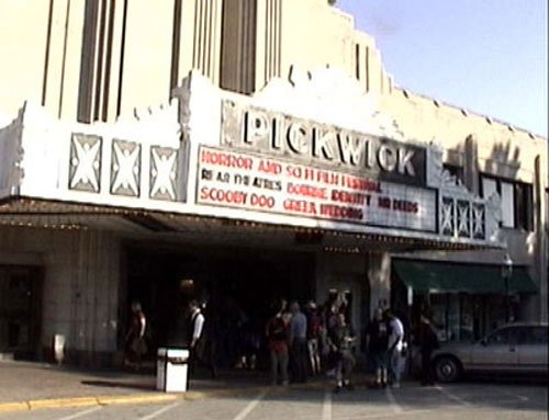 Horror fans gather outside for the gruesome screenings to come!
