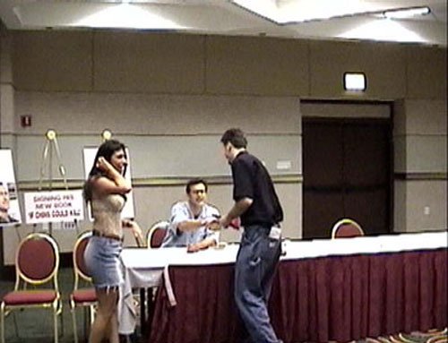 Jeff shakes hands with Bruce after the show... As he wishes us luck with RETURN TO SLEEPAWAY CAMP, Jeff tells him that he should be the guy playing the camp owner! "I'll be there," exclaims Bruce in typical Bruce Campbell fashion! LOL.