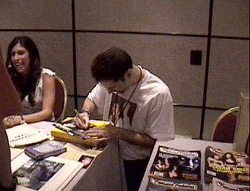 Jeff signs some SLEEPAWAY CAMP DVDs