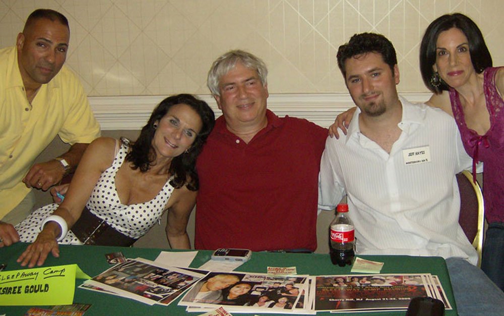 Frank Trent Saladino Jr. (Gene-O), Desiree Gould (Aunt Martha), creator/director Robert Hiltzik, Sleepawaycampmovies.com's Jeff Hayes, and Karen Fields ("Judy") settle in for MONSTERMANIA!