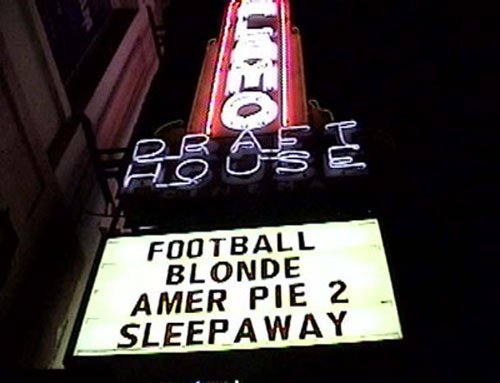 Welcome to the Alamo Drafthouse! Now Playing: LEGALLY BLONDE, AMERICAN PIE 2 and... SLEEPAWAY CAMP!!!!!!!