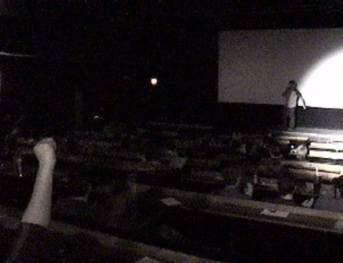 Before the screening begins, TIM announces SLEEPAWAY CAMP's return to the big screen!