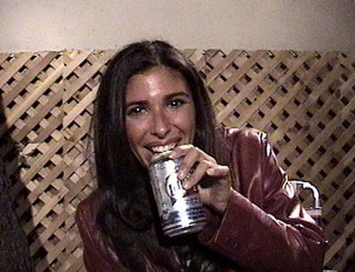 Felissa sucks down a wild west brewski!