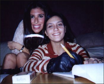 Heidi and Sonja on the set of Under Surveillance