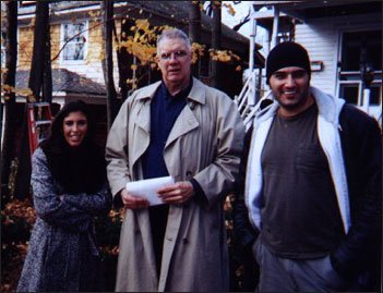 Dave Campfield with cast members on the Under Surveillance set