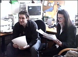 Desiree Gould and Eric reviewing a scene for Under Surveillance