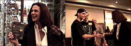 Desiree holds the SLEEPAWAY DVD and meets some thrilled fans at the SLEEPAWAY REUNION!