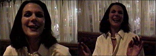 Desiree has a blast chatting SLEEPAWAY over a few cold ones with the REUNION crew after the show.