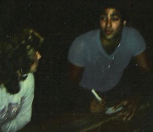 Frank signs his first autograph for an extra on the set of SLEEPAWAY CAMP.