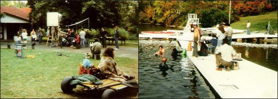 Here are a few pics FRANK took while on the set. The picture on the left was taken during set up for the "Volleyball Scene" and the photo on the right was taken during set up for the shot where John's body floats in the river after the opening boating accident.