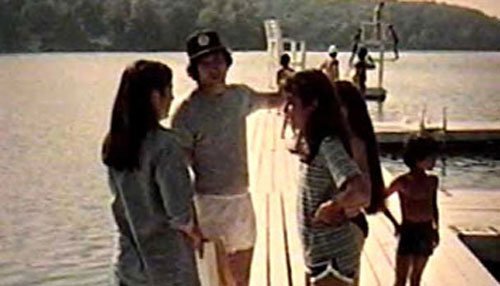 Director Robert Hiltzik goes over the "Lake Throwing" scene with Kathy and Felissa.