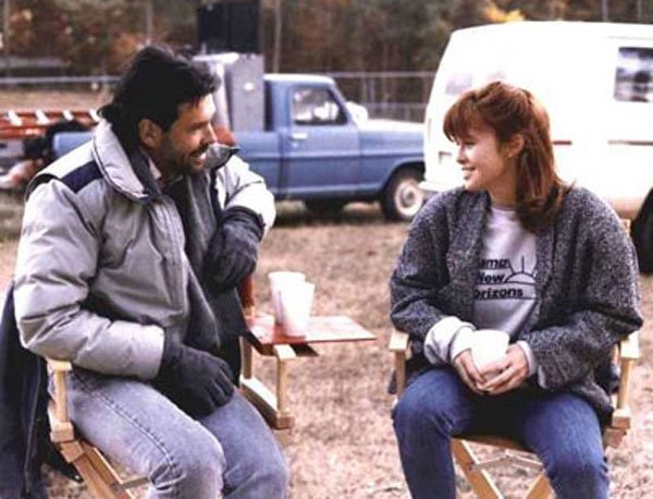 Michael hangs out with the lovely Tracy Griffith on-set