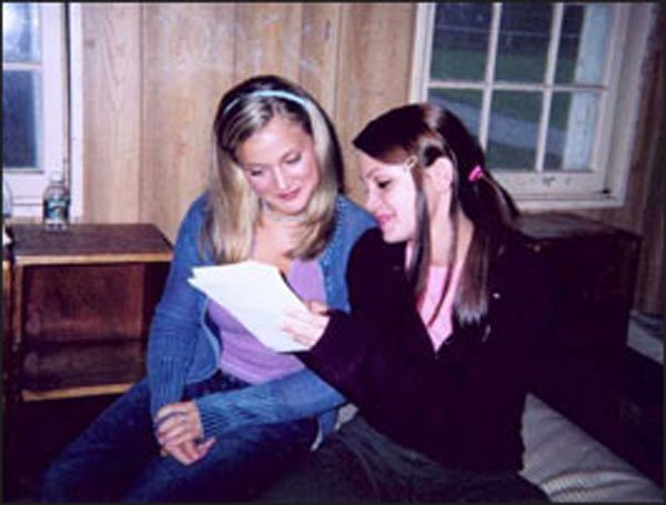 Meet "KAREN" and "MARIE," campers at the new SLEEPAWAY CAMP. Here they go over the script in preparation for one of their scenes.