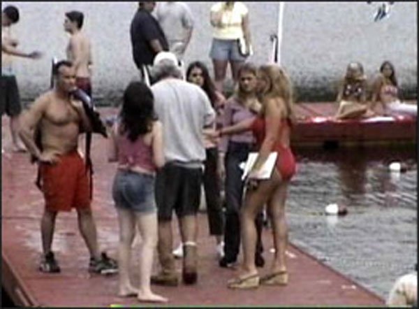 Robert rehearses on the dock with a bunch of camp beauties and Brye Cooper (who was one of the PIRATES OF THE CARIBBEAN)!