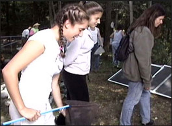 The Hiltzik gals have some fun doing some animal wrangling.