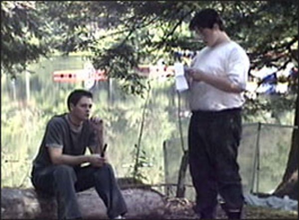 Michael and Michael go over a scene.