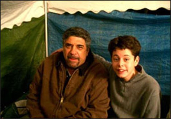 Vinny Pastore and Paul Iacono have a seat in the warming tent as they await shooting.