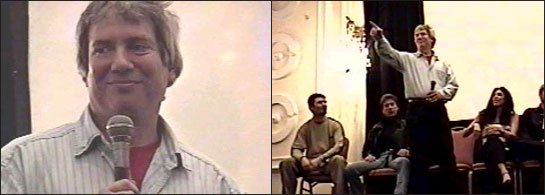 The proud Papa of SLEEPAWAY CAMP answers questions before a crowd of SLEEPAWAY fans at FANGORIA'S Weekend Of Horrors: SLEEPAWAY CAMP REUNION in APRIL 2001