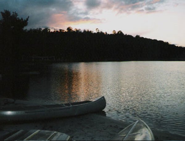 Dusk approaches along the shore of Camp Manabe